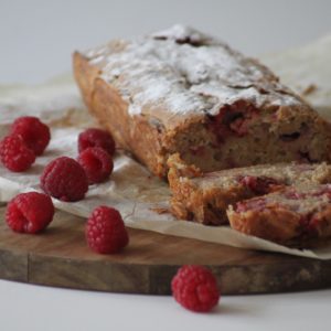 kokosyoghurt spelt cake met framboos